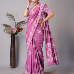 HERE&NOW Batik Block Print Saree-image-46