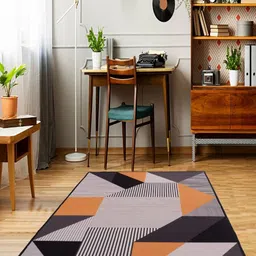 MODEFE Black Geometric Anti-Skid Nylon Carpet-image-48