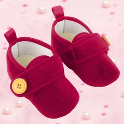 Coco Candy Button Detailed Velcro Closure Booties - Dark Pink-image-98