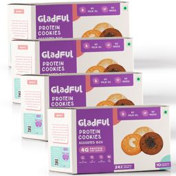 Gladful Assorted Protein Cookies Pack of 4 - 80 gm Each-image-2