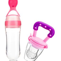 DOMENICO Infant Squeezy Silicone Spoon Food Feeder and Fruit Pacifier-Pink-12