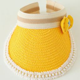 Babyhug Crochet Straw Hat With Bow Yellow - Diameter 37 cm-image-42