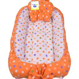 Toddylon Baby Bedding for New Born Luxury Mattress with Pillow Orange-12