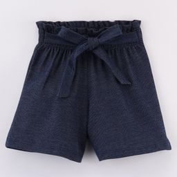 CrayonFlakes Mock Denim Style  Printed Belted Shorts - Blue-image-5