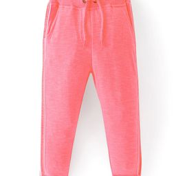 Babyhug Cotton Looper Knit Full Length Solid Colour Lounge Pant - Neon Pink-image-88