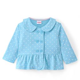 Babyhug Cotton Knit Full Sleeves Polka Dots & Peter Pan Collar Detailing Sweatshirt - Blue-image-66