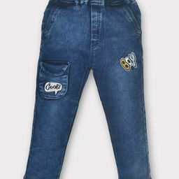 Kiwi Cool Text Embroidered Jeans - Dark Blue-image-77