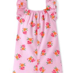 Babyoye Eco Conscious Cotton Linen Sleeveless Floral Printed Romper - Pink-image-54