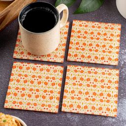 Kolorobia Babur White Square Glass Coaster-image-96