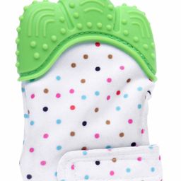Fantasy India Silicone Teether Mitten Glove Polka Dot Print - Green-image-90