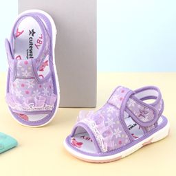Cute Walk By Babyhug Sandals With Velcro Closure & Mesh Detailing - Purple-image-12