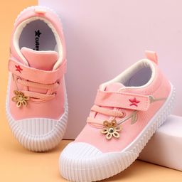 Cute Walk by Babyhug Embroidered Casual Shoes with Velcro Closure Flower Applique - Pink-image-15
