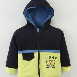 CUCUMBER Sinker Full Sleeves Jacket with Bear Embroidery - Navy Blue-image-4
