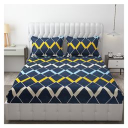 Fresh From Loom Microfiber King Size Bedsheet for Double Bed with 2 Pillow Covers , 90x95 Inches , Blue Grey-5