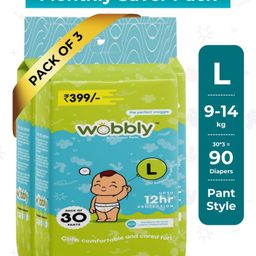 Wobbly Baby Diaper Pants, Large (L) Size - 90 count-19