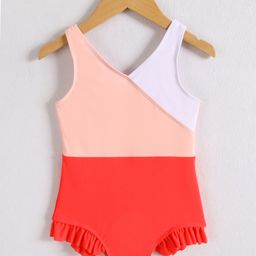 Mark & Mia Sleeveless V Cut Swimsuit With Cut & Sew Design - Multicolor-image-59