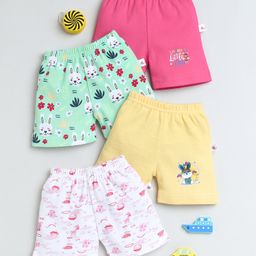 Bumzee Interlock Knit Above Knee Length Shorts with Floral & Animal Print Pack Of 4 - Multicolor-image-79
