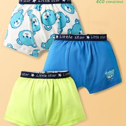 Babyoye 100% Cotton Bear Printed Trunks Pack Of 3 - Multi Colour-image-50