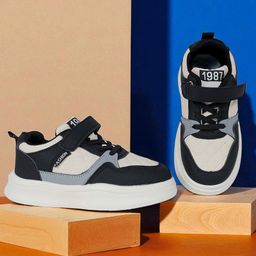 TRUFFLE COLLECTION Colour Blocked WIth Lace Up & Velcro Closure Shoes - Black-picture-4