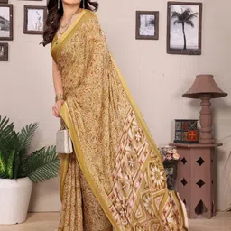 Anouk Mustard Printed Pure Chiffon Sarees-picture-42