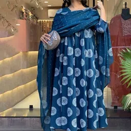 DIVASTRI Women Ethnic Motifs Printed Pleated Kurta with Trousers & With Dupatta-5
