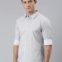 Provogue Men Spread Collar Geometric Printed Cotton Casual Shirt-image-94