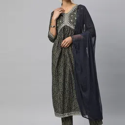 Readiprint Fashions Women Floral Printed Pure Cotton Kurta with Trousers & With Dupatta-picture-29