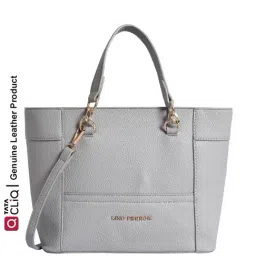 Lino Perros Grey Solid Medium Tote Handbag-image-9