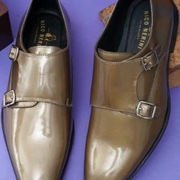Nico Nerini Men's Gold Monk Shoes-image-31