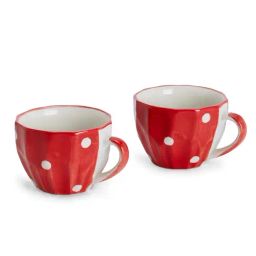 Haus & Kinder Red Holiday Polka Ceramic Serveware Cup (Set of 2)-image-30