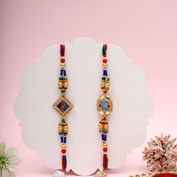 Myntra Elegant Homes Set Of 2 Beaded Rakhis With Greeting Card & Roli Chawal-35