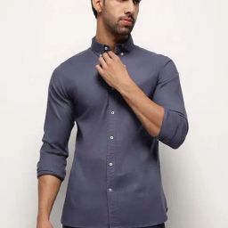 Subtract Blue Cotton Slim Fit Shirt-image-45