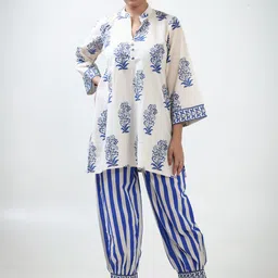 BUTA BUTI Printed Mandarin Collar Tunic & Trousers Co-Ord Set-image-94