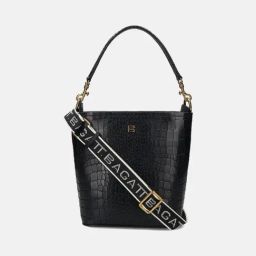 BAGATT Black Nola Animal Effect Leather Bucket Bag-16