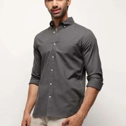 Subtract Grey Cotton Slim Fit Shirt-image-46