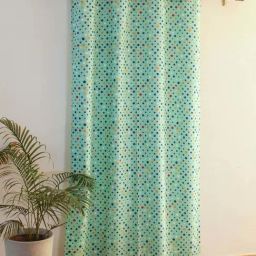 House This Happy Polka Multicolor Cotton 9 Ft. Long Door Curtain-30