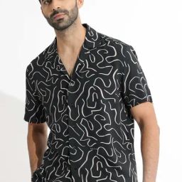 Rare Rabbit Black Regular Fit Abstract Shirt-picture-5
