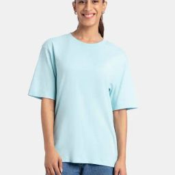 Jockey Blue Regular fit Solid T-shirt-image-29