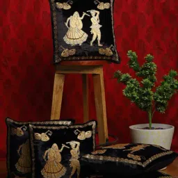 HOSTA HOMES Black Velvet Cushion Covers - Set of 5-image-38