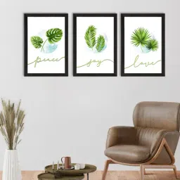 eCraftIndia Peace, Joy, Love Set of 3 Satin Matt Texture UV Art Painting-6