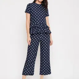 Crimsoune Club Navy & White Polka Dot Top With Pants-44