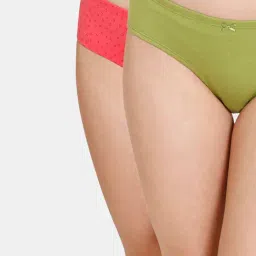 Rosaline by Zivame Olive & Coral Printed Hipster Panty (Pack Of 2)-image-63