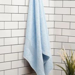 Spaces Turkvilla Self Blue 550 GSM Cotton Bath Towel-image-12