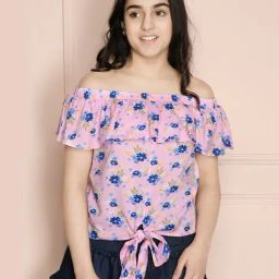 Lilpicks Kids Pink Floral Print Top-image-102