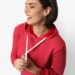 Campus Sutra Red Cotton Sweatshirt-image-82