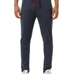 Masculino Latino Navy Blue Cotton Regular Fit Trackpants-image-88