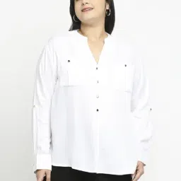 Style Quotient White Mandarin Collar Shirt-image-13