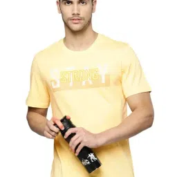 ALCIS Yellow Regular Fit Printed Sports T-Shirt-image-91