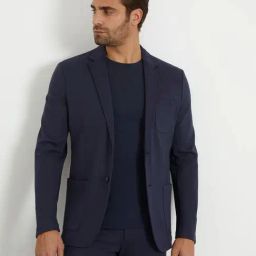 Guess Navy Blue Regular Fit Solid Blazer-picture-19