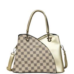 PELLE LUXUR Gold Printed Medium Handbag-image-15